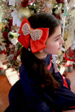 Christmas Red Rhinestone Hair Bow