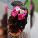 Raspberry Rhinestone Hair Bow