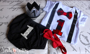 Red Black Silver Birthday Boy Outfit