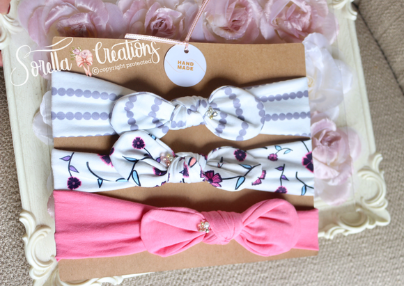 Lilas Field Cotton Knot Bow Set