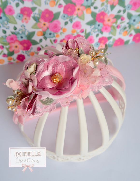 Pink Floral Newborn/Toddler Headband