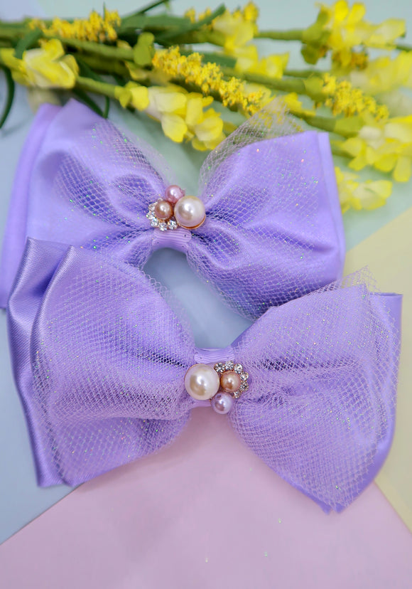 Lavender Ballerina pigtail Bow set