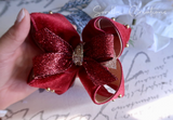 Burgundy & Gold Boutique Hairbow