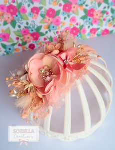 Peach Floral Newborn/Toddler Headband