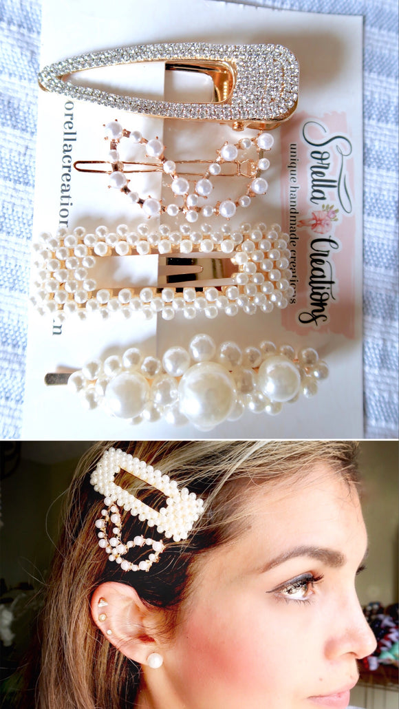 Petals and Pearls Stylish 4 Pc Hair Clips