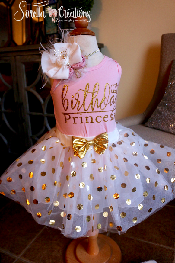 Pink Gold Princess 2nd Birthday Girl Outfit