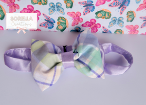 Lavender Checkered Bow tie