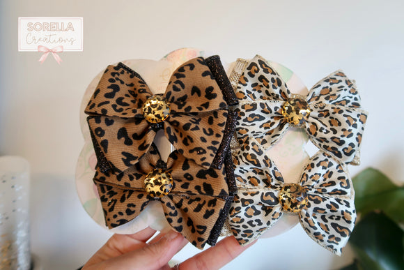 Leopard and Cheetah pigtail Bow sets