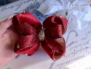 Burgundy & Gold Boutique Hairbow