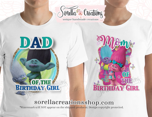 Trolls Bday Mom-Dad Shirts